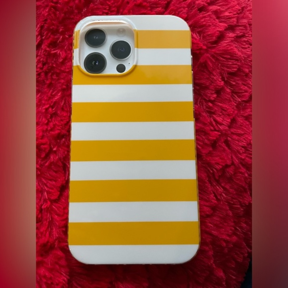 IPhone 13 Case, IPhone 12 Pro Max Case, Yellow and White stripes color.